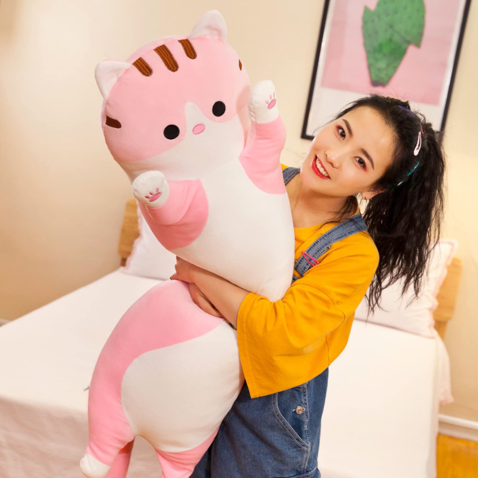 Amazon｜[ハウスXIN] ネコ抱き枕 猫 癒し ねこ 大きい ピンク